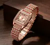 Comercio Exterior Transfronterizo Nuevo Moda de Alta Gama Acero con Banda Completa de Diamantes Reloj de Mujer con Diamantes Patrón Romano Pulsera de Pedrería Reloj Fabricante