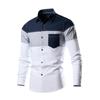 Camisa de manga larga con costuras casuales de moda para hombre, nueva primavera y verano 2024, camisa japonesa vintage a juego con colores