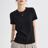 Camiseta Básica Versátil Premium de Seda de Manga Corta para Mujer, Nuevo Diseño Verano 2026, Top de Algodón de Bambú Ajustado con Cuello Redondo
