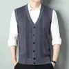 Chaleco cárdigan para hombre, chaleco de punto cálido ajustado para otoño e invierno, chaqueta cárdigan, suéter para hombre