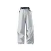Pantalones Casuales Funcionales para Trabajo al Aire Libre para Hombre Sueltos Estilo Paracaidista Color Contrastante Cremallera Reflectante Pantalones de Asalto Pantalones de Pierna Ancha