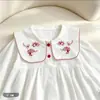 Nuevo Top de Moda para Niñas de Primavera y Otoño, Exquisito, con Cuello, Bordado Floral, Elegante, Holgado, Lindo, Versátil, Moderno