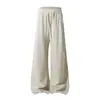 Calça de moletom larga com textura espinha de peixe estilo retrô americano para homens, outono, relaxada, solta, casual, versátil, perna reta, longa