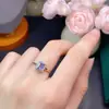 Anillo de Plata de Ley S925 con Tanzanita Natural Anillo para Dedo de Comida Joyería Simple Temperamento de Nicho Sentido Avanzado Venta al por Mayor en Vivo