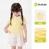 Camiseta Infantil Dudu para Meninas, Top Estiloso de Manga Curta para Verão de Bebê, Roupa Infantil de Meia-Manga, Classe A