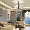 Araña de tela retro americana para sala de estar, lámpara de cerámica francesa para dormitorio, lámpara de diseñador para comedor, accesorio de iluminación para habitación estilo mediados de siglo