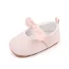 Zapatos de princesa para niña pequeña, color liso, lunares pequeños, con lazo bordado, suela de tela suave, antideslizantes BXC3066