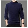 Suéter de visón de otoño e invierno, camisa de punto de color sólido grueso verde medio, suéter de cuello medio alto de talla grande para hombre