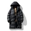 Abrigo de Algodón Cálido de Grafeno Negro para Hombres y Mujeres Parejas Invierno 2025 Nuevo Abrigo de Algodón Engrosado con Capucha Abrigo Largo Chaqueta