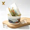 Taza de Papel Desechable para Helado de 4 oz 135 ml Tazón de Papel Piel de Leche Impresión Personalizada Taza para Yogur con Tapa y Cuchara
