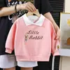 Sudadera tipo polo de solapa para niñas mediana y grande, nueva de primavera y otoño, estilo preppy, tops casuales
