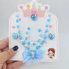Colar Infantil Princesa do Gelo e da Neve Pulseira de Contas Brinco Anel conjunto Menina Pequena Menina Aluno do Ensino Fundamental Brinquedo Presente