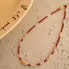 Colar com Pingente de Flor de Ágata Vermelha e Concha Natural para Mulheres, Novo Estilo Chinês, Corrente de Clavícula com Contas Elegante de Nicho para Celebridades da Internet