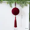 Bola de Navidad roja nueva de 8 cm con flocking transfronteriza al por mayor decoración de árbol de Navidad colgante festivo arreglo de escena bola colgante