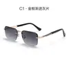 Gafas de Hombre Estilo de Negocios de Alta Gama Europeas y Americanas, Gafas de Sol sin Montura, Gafas de Sol con Montura Cuadrada para Mujer, Estilo de Alta Gama