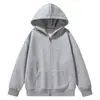 Sudadera Gris con Capucha y Cremallera, Cárdigan de Algodón Holgado para Otoño e Invierno, Sudadera Casual con Bolsillo Canguro, Forro Polar, Versátil y a la Moda