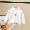 Camiseta versátil de cuello alto y manga larga para niña Otoño/Invierno Capa interior para niños medianos a grandes Capa base Forro polar térmico Top cálido Moderno