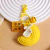 Feliz Festival de Mediados de Otoño 2026 Nuevo Modelo Llavero Colgante de Conejo de Lana, Etiqueta con Diseño de Flor y Luna, Decoración para Bolso, Pequeño Regalo