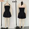 Ropa Europea y Americana Transfronteriza 2025 Verano Nuevo Sexy Moda Urbana Color Sólido Espalda con Tirantes Vestido Halter sin Mangas