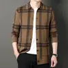 Popular Cárdigan Casual de Cuadros para Primavera y Otoño Chaqueta de Suéter Tejido Versátil de Manga Larga para Jóvenes y Personas de Mediana Edad con Solapa Ropa Exterior