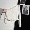Cárdigan de punto calado blanco de un solo botón con mangas largas para mujer, nuevo estilo de otoño con volantes, adecuado para mujeres petite