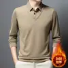 Transmisión en Vivo Moda Casual de Primavera y Otoño para Hombre, Dos Piezas Falsas, Cuello Falso de Dos Piezas, Polar Engrosado, Camiseta Polo Base de Alto Volumen