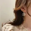 Pendientes Largos Anchos de Plata 925 con Aguja, Estilo Nuevo de Verano, Corazón de Cristal con Borla y Exquisito Diseño de Corazón con Pedrería para Realzar la Apariencia del Rostro