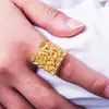 Anillo Doble Capa Estilo Águila Dorado Arena Vietnamita para Hombre, Cobre Ecológico Chapado en Oro Real, Anillo para Hombre, Joyería de Boda para Mujer