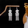 Pendientes Étnicos Miao con Cascabeles Geométricos y Borlas Pendientes de Minorías Pendientes Largos Bohemianos con Forma de Hoja