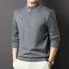 Suéter de Punto Grueso con Cremallera y Cuello Redondo Medio Alto para Hombre Otoño/Invierno 2025 Capa Base Cálida Venta al por Mayor