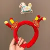 Diadema Retorcida Roja de Pony Lindo para Año Nuevo Pasador para el Cabello con Ambiente del Festival de Primavera para Niños Diadema del Zodiaco para Niñas