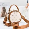 Bolsa Pequena Bolsa Feminina 2026 Nova Popular Alça Larga Mini Bolsa Ombro Único Transversal Versátil Estampada Retrô Pequena Bolsa Redonda