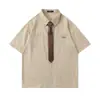 Camisa de Manga Corta a Rayas Retro Japonesa para Hombre, Verano Estilo Universitario Moderna Holgada Casual con Cuello de Solapa