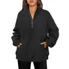 Sudadera de Otoño Nueva para Mujer de Estación Independiente de Amazon, Media Cremallera, Manga Larga, Cuello Alto, Sudadera sin Capucha de Color Sólido