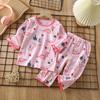 Nuevo Conjunto de Ropa de Casa de Algodón Puro para Niños 2026, Pijama de Manga Larga de Verano, Ropa Delgada para Aire Acondicionado para Niños y Niñas