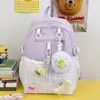 Névoa Fria Tom de Gelo Azul Leite Xadrez Estrelas de Desenho Animado Mochila Escolar Mochila Casual para o Dia a Dia Estudante Estilo Japonês Fofo
