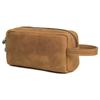 Jiameda nova tendência retro camada superior de couro de vaca bolsa de cosméticos fábrica couro crazy horse bolsa de viagem portátil para armazenamento de lavagem