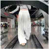 Calça atlética de perna larga estilo coreano para mulheres, nova coleção de outono, cintura alta, plissada, adequada para yoga, academia e uso casual, design de perna reta