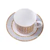 Juego de Café al por Mayor con Borde Dorado para Uso Doméstico, Cristalería para Sala de Estar, Tazas y Platillos para el Té de la Tarde, Tazas de Café de Lujo Ligero de Alto Valor, Regalos
