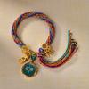 Cuerda de Mano Xizang Tejida a Mano Recurrente Cuerda de Mano Pequeña Pulsera Thangka Cuerda Thangka Dios de la Riqueza Madre Verde Zakilam