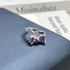 Série Nove Fogo Púrpura Diamante Púrpura Doce Fresco Luxo Leve Temperamento de Ponta Anel Aberto Moda Feminina Design de Nicho Anel