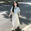 2026 Nuevo Conjunto de Falda Media Blanca con Lazo para Niñas Conjunto de Dos Piezas de Camisa Polo y Falda de Verano Nuevo para Niñas