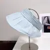 Sombrero de Visera Plisado de Moda de Lunares para Mujer, de Ala Ancha Versátil para el Verano, Tela de Sombrilla para Protección Solar para Vacaciones y Viajes