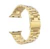 Adecuado para Correa de Reloj de Acero Inoxidable de Tres Eslabones de Apple Correa de Metal para Apple Watch Hebilla de Presión Bilateral Correa de Acero