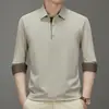 2025 Nova Camisa Polo Masculina Manga Longa Tendência para Homens Jovens e de Meia-Idade, Camiseta Básica Casual Masculina