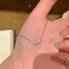 Cadena para clavícula joyería estilo nicho minimalista mini sonrisa geométrica diamante azul collar ultrafino para mujer lujo ligero sensación de alta gama exquisito