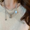 Collar de Oso Doble Capa Europeo y Americano Cadena para Suéter de Mujer Accesorios de Collar para Sudadera Otoño e Invierno Cadena para Clavícula Antidesvanecimiento Collar de Acero de Titanio
