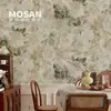 Tecido de Parede Sem Emendas de Alta Qualidade com Galhos de Flores de Peônia Estilo Americano Vintage e Chinês para Fundo de Quarto, Papel de Parede Retrô Francês