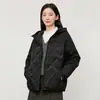 Jaqueta Casual de Algodão com Bloco de Cores Frio de Inverno 2026, à Prova de Frio para Uso Externo, Unissex, Curta, com Capuz, Leve, Quente, Roupa de Exterior