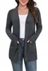 Novo cardigã de tricô casual versátil plus size, de comércio exterior transfronteiriço europeu e americano, cor sólida, comprimento médio, manga longa, casaco feminino